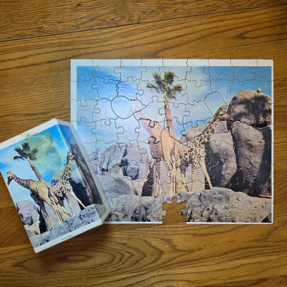 Warren Built Rite Jr Mini Puzzle No 566 Giraffes Over 70 Pieces Vintage